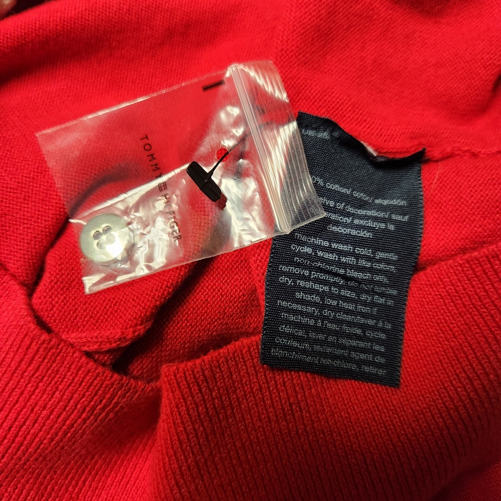 Tommy Hilfiger Red Turtleneck Sweater with Stripes - Picture 3 of 10